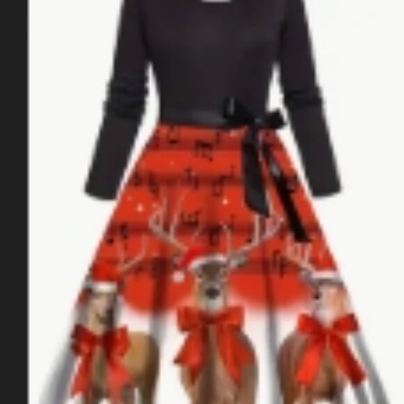 Christmas Skater Reindeer Dress - Gorgeous M/L up to 38 Bust NWT  Hal1 - Picture 1 of 4